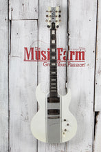 Load image into Gallery viewer, DBZ Diamond Renegade ST Plus Electric Guitar White with Silver Stripes with Case