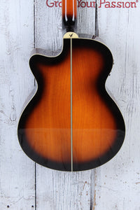 Washburn EA15 ATB Mini Jumbo Acoustic Electric Guitar Flame Maple Tobacco Burst