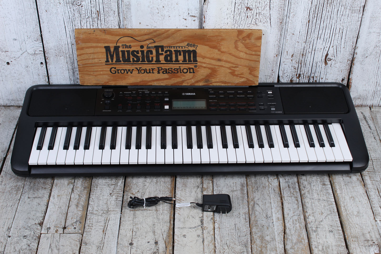Yamaha PSR-E383 Touch Sensitive 61 Key Portable Keyboard with Power Supply