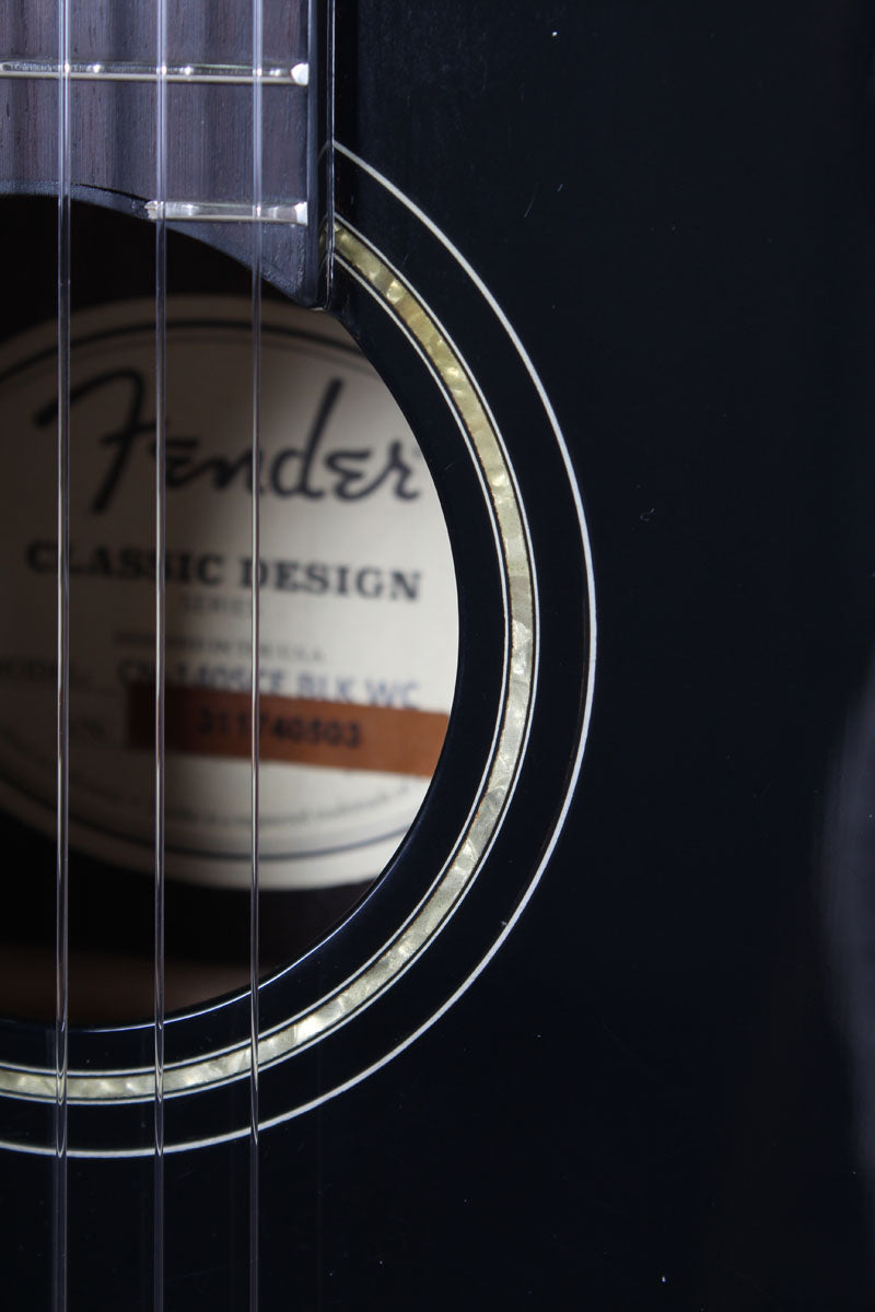 Fender CN-140SCE Nylon Thinline Concert Acoustic Electric Guitar Black w Gig Bag