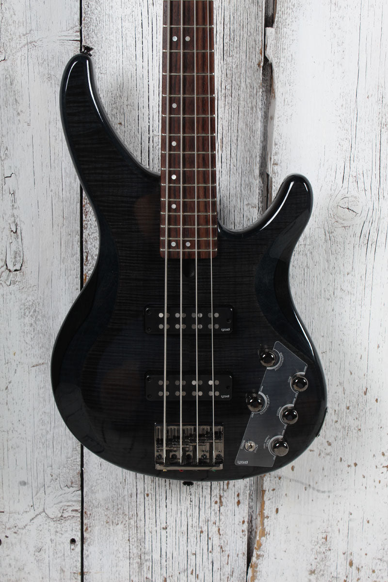 Yamaha TRBX604FM TBL 4 String Electric Bass Guitar Flame Maple Top Trans Black