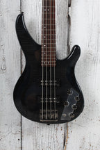 Yamaha TRBX604FM TBL 4 String Electric Bass Guitar Flame Maple Top Trans Black