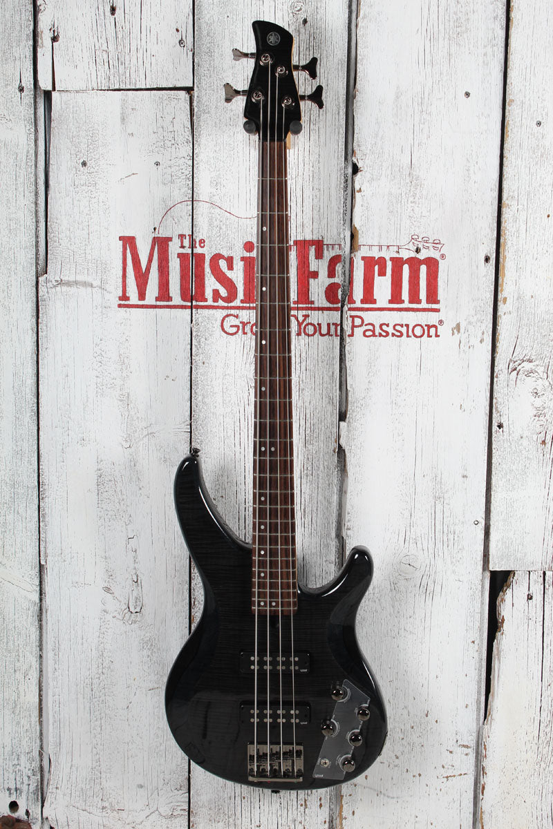 Yamaha TRBX604FM TBL 4 String Electric Bass Guitar Flame Maple Top Trans Black