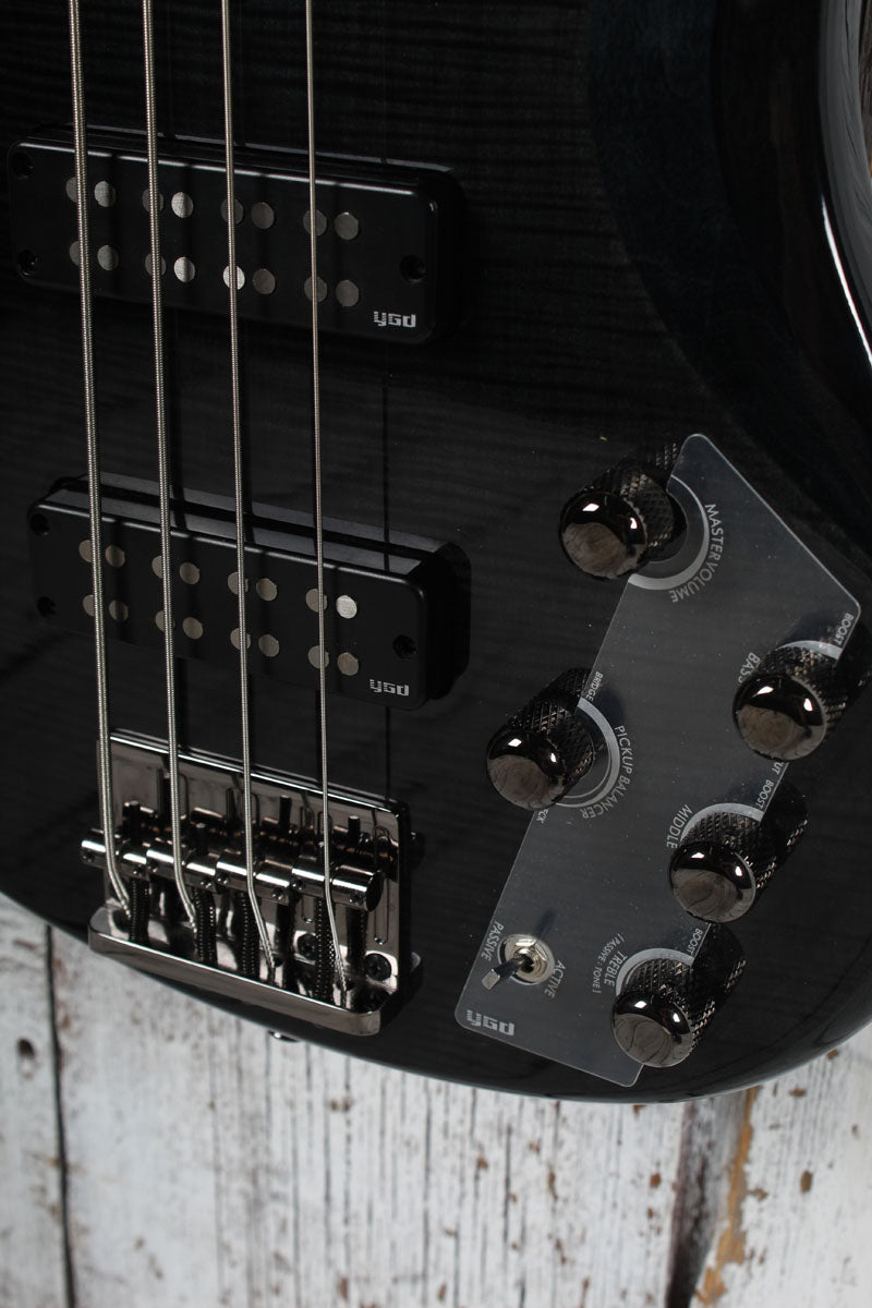 Yamaha TRBX604FM TBL 4 String Electric Bass Guitar Flame Maple Top Trans Black