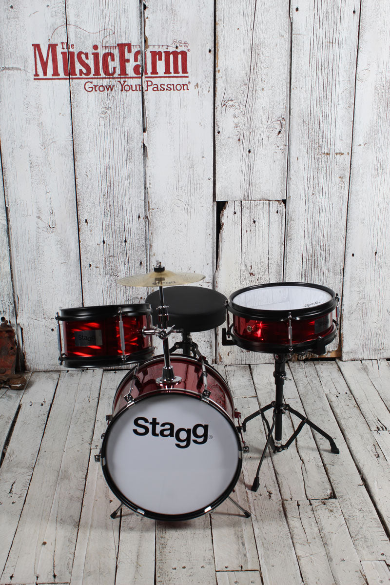 Stagg TIM JR 3/12B 3 Piece Junior Dum Kit with Hardware and Throne Red