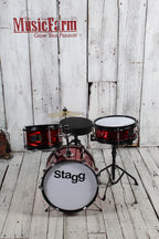 Stagg TIM JR 3/12B 3 Piece Junior Dum Kit with Hardware and Throne Red