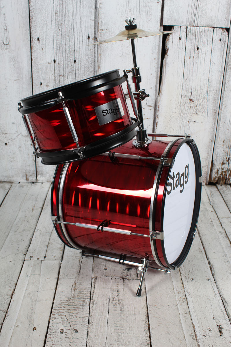 Stagg TIM JR 3/12B 3 Piece Junior Dum Kit with Hardware and Throne Red