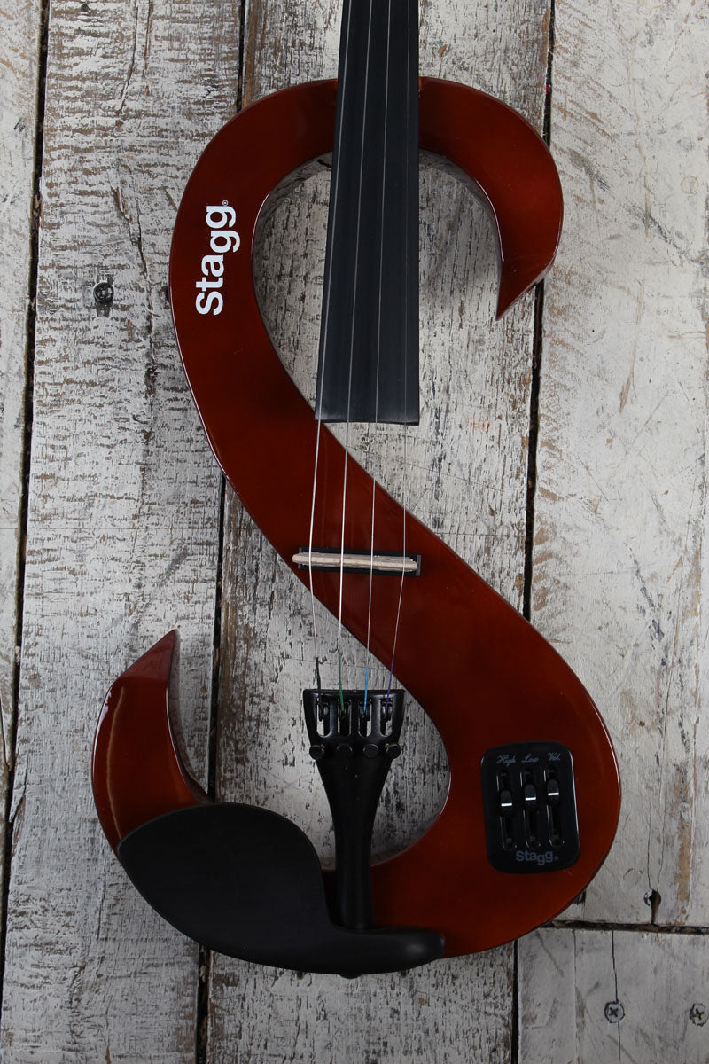 Stagg 4/4 S Shaped Electric Violin Set Violinburst Electric Violin w Soft Case