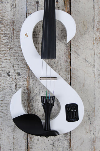 Stagg 4/4 S Shaped Electric Violin Set with White Electric Violin and Soft Case