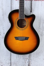 Load image into Gallery viewer, Washburn EA15 ATB Mini Jumbo Acoustic Electric Guitar Flame Maple Tobacco Burst