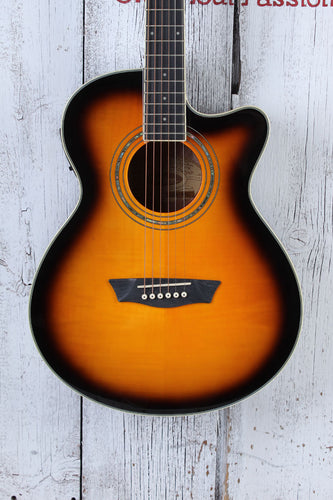 Washburn EA15 ATB Mini Jumbo Acoustic Electric Guitar Flame Maple Tobacco Burst