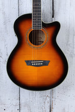 Load image into Gallery viewer, Washburn EA15 ATB Mini Jumbo Acoustic Electric Guitar Flame Maple Tobacco Burst