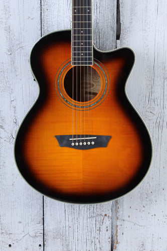 Washburn EA15 ATB Mini Jumbo Acoustic Electric Guitar Flame Maple Tobacco Burst