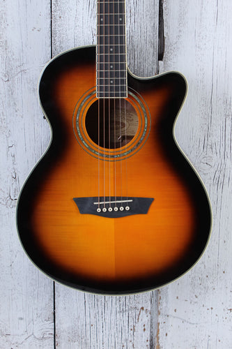 Washburn EA15 ATB Mini Jumbo Acoustic Electric Guitar Flame Maple Tobacco Burst