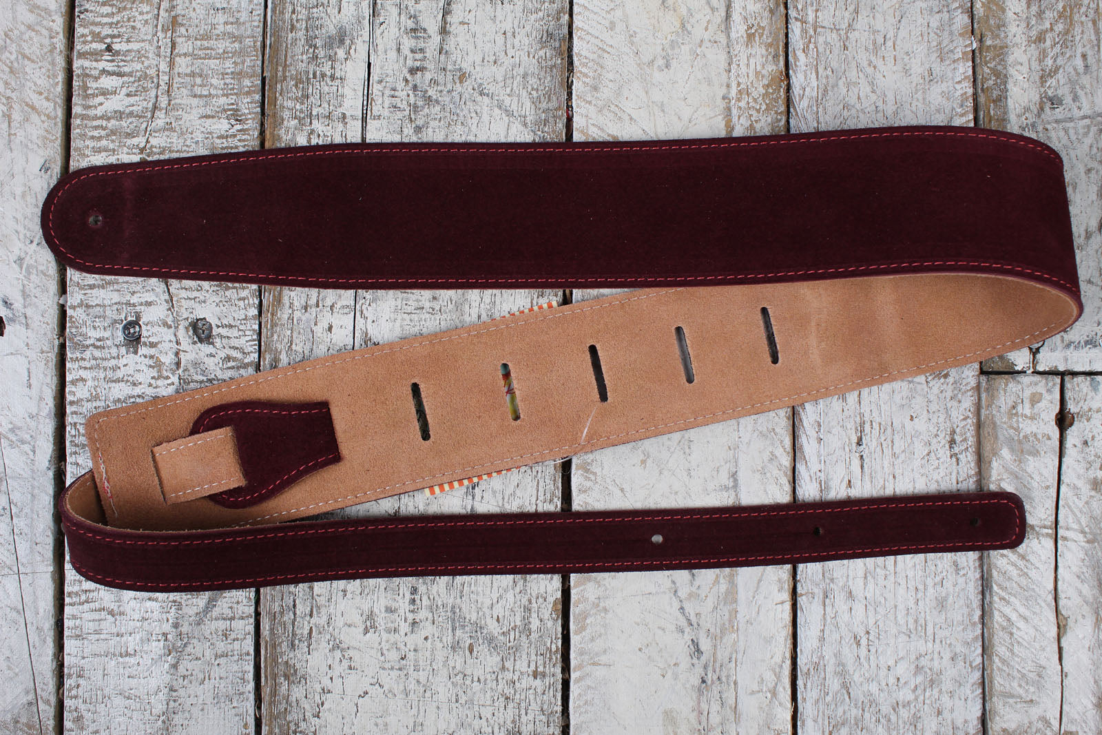 Henry Heller 2.5 Inch Burgandy Capri Suede Guitar Strap with Nubuck Backing