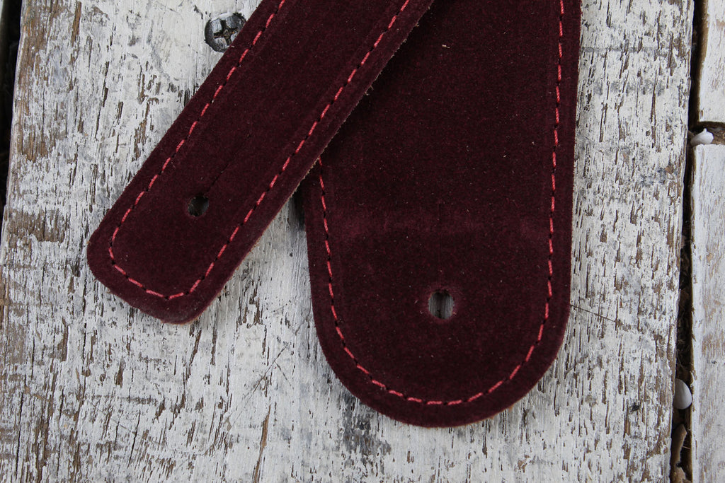 Henry Heller 2.5 Inch Burgandy Capri Suede Guitar Strap with Nubuck Backing