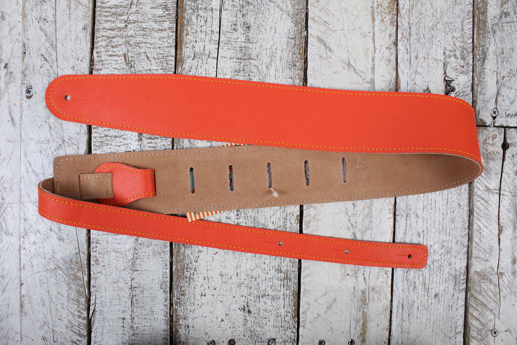 Henry Heller 2.5" Width Capri Leather Adjustable Guitar Strap Orange