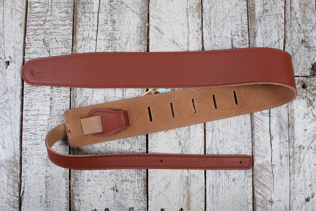 Henry Heller 2.5 Inch Width Capri Leather Adjustable Guitar Strap Brown