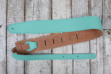 Load image into Gallery viewer, Henry Heller 2.5 Inch Width Capri Leather Adjustable Guitar Strap Seafoam