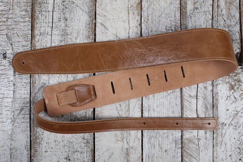 Henry Heller 2.5 Inch Width Capri Leather Adjustable Guitar Strap Tan