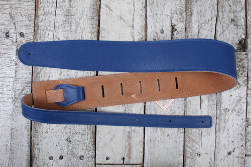 Henry Heller 2.5 Inch Width Capri Leather Adjustable Guitar Strap Blue