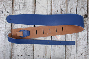 Henry Heller 2.5 Inch Width Capri Leather Adjustable Guitar Strap Blue