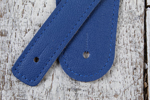 Henry Heller 2.5 Inch Width Capri Leather Adjustable Guitar Strap Blue