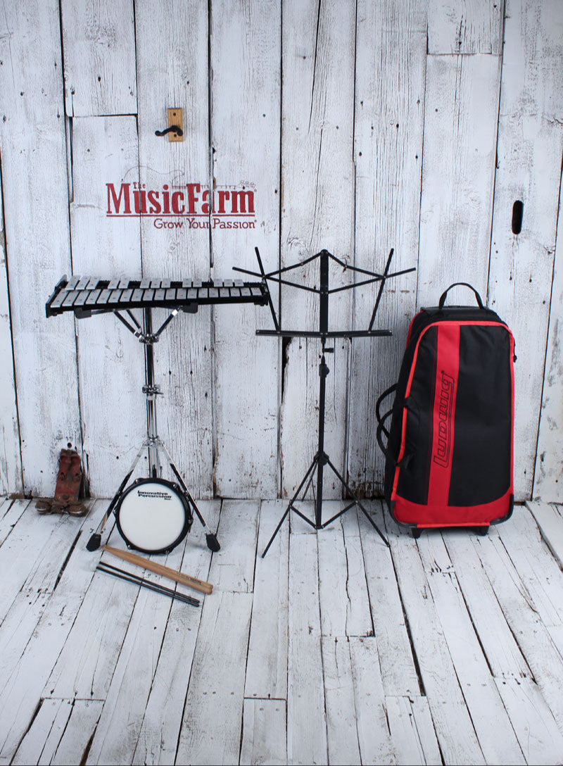Innovative Percussion Bell Kit with Practice Pad Rolling Bag and Music Stand