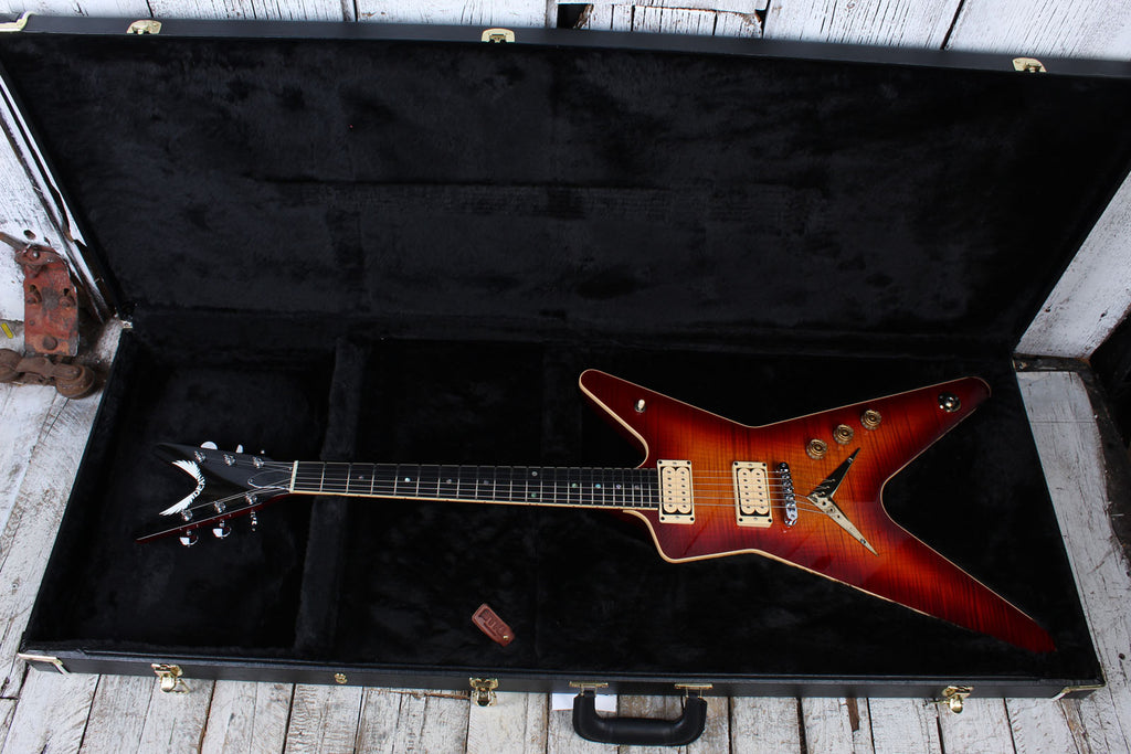 Dean USA Patents Pending ML Flame Top Electric Guitar Trans Cherry with Case
