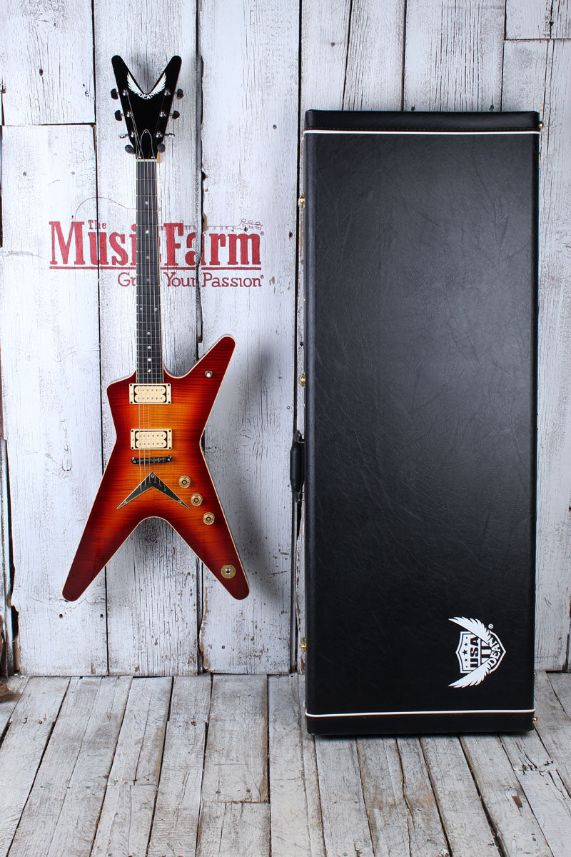 Dean USA Patents Pending ML Flame Top Electric Guitar Trans Cherry with Case