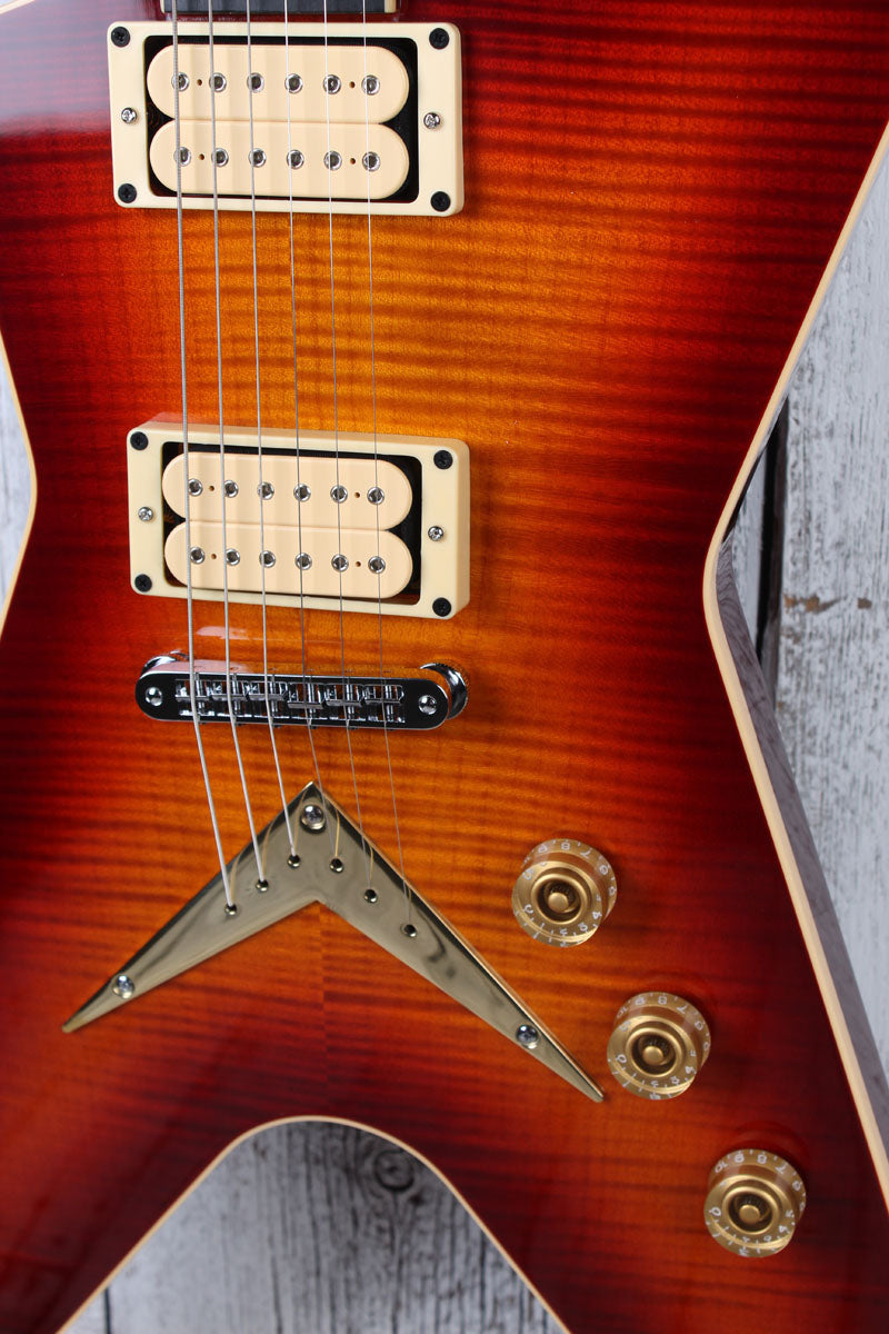 Dean USA Patents Pending ML Flame Top Electric Guitar Trans Cherry with Case