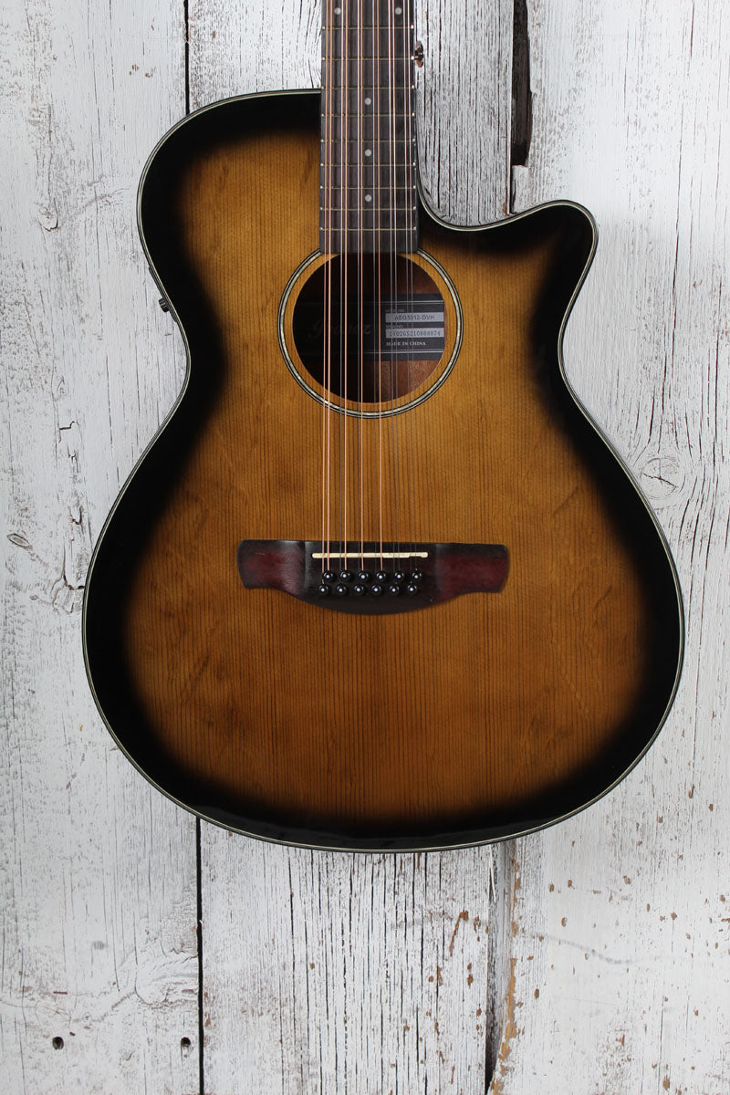 Ibanez AEG5012 12 String Acoustic Electric Guitar Dark Violin Sunburst w Gig Bag