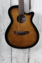 Ibanez AEG5012 12 String Acoustic Electric Guitar Dark Violin Sunburst w Gig Bag