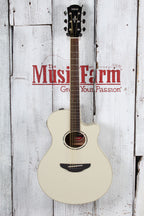 Yamaha APX600 Thinline Cutaway Acoustic Electric Guitar Vintage White Finish