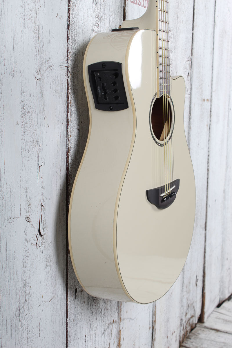 Yamaha APX600 Thinline Cutaway Acoustic Electric Guitar Vintage White Finish
