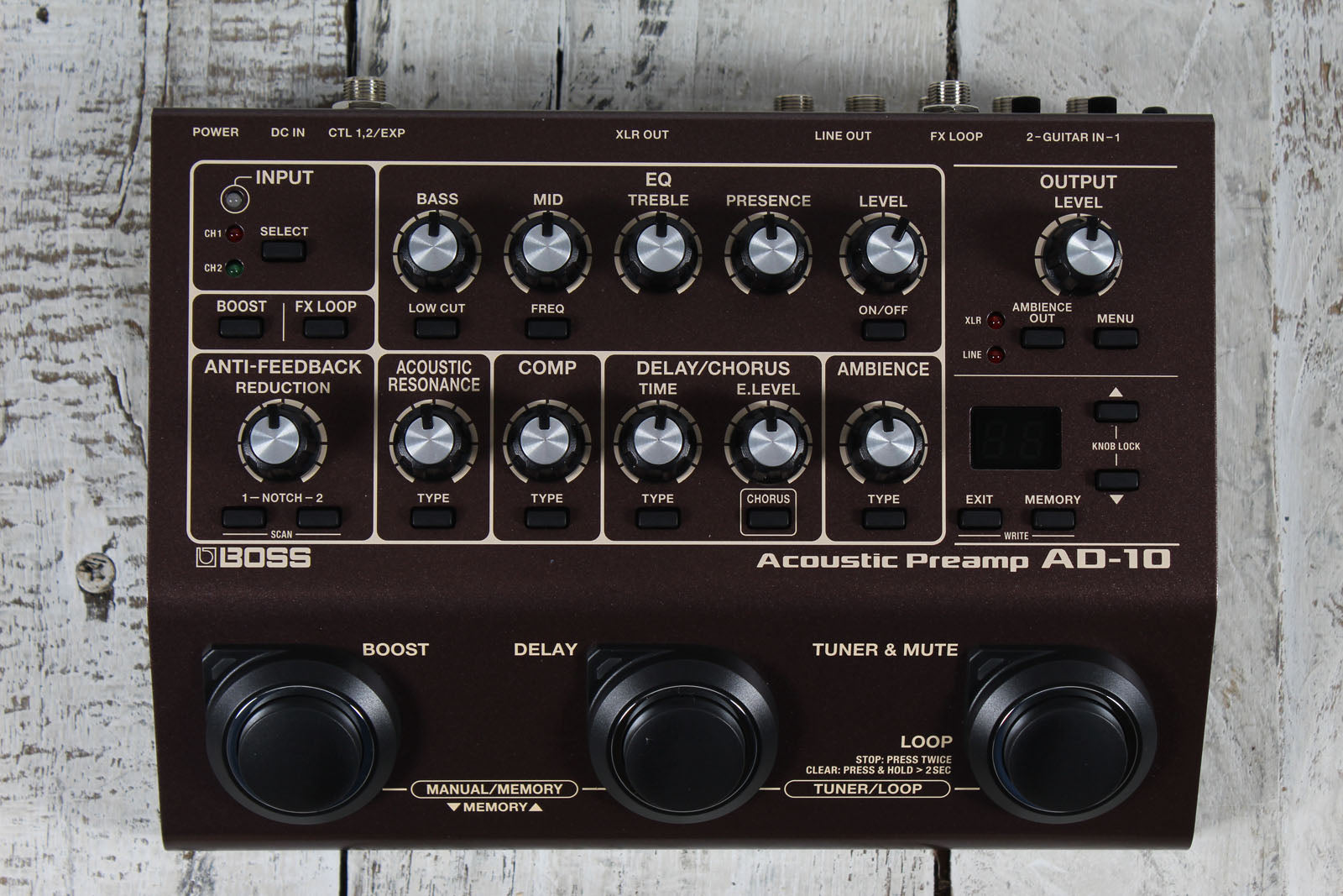 Boss AD-10 2 Acoustic Preamp 2 Channel Acoustic Guitar Preamp / DI Effects Pedal Main image