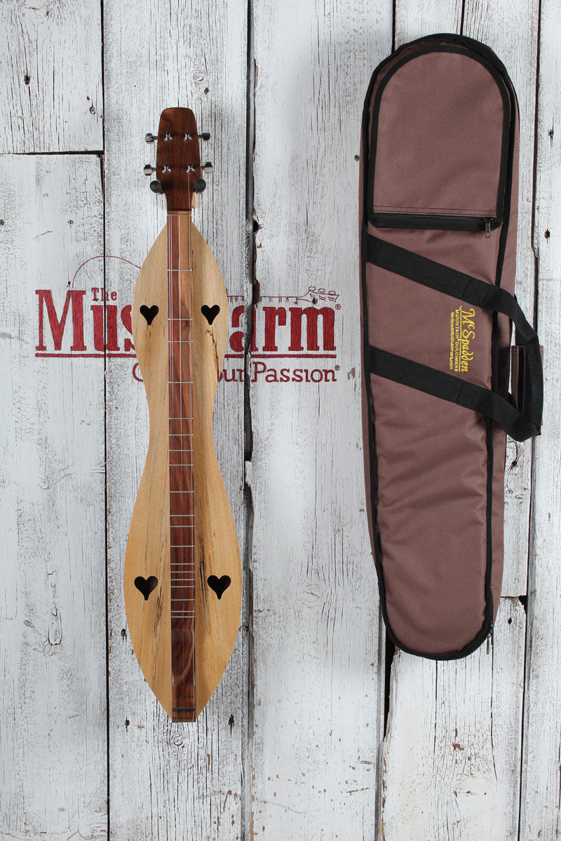McSpadden 4 String Flathead Hourglass Spalted Sycamore Dulcimer with Gig Bag