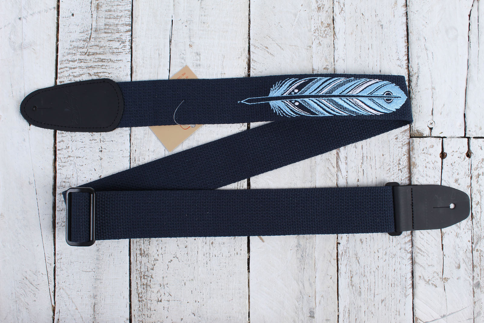 Henry Heller 2 Inch David Hale Cotton with Embroidered Feather Design Blue