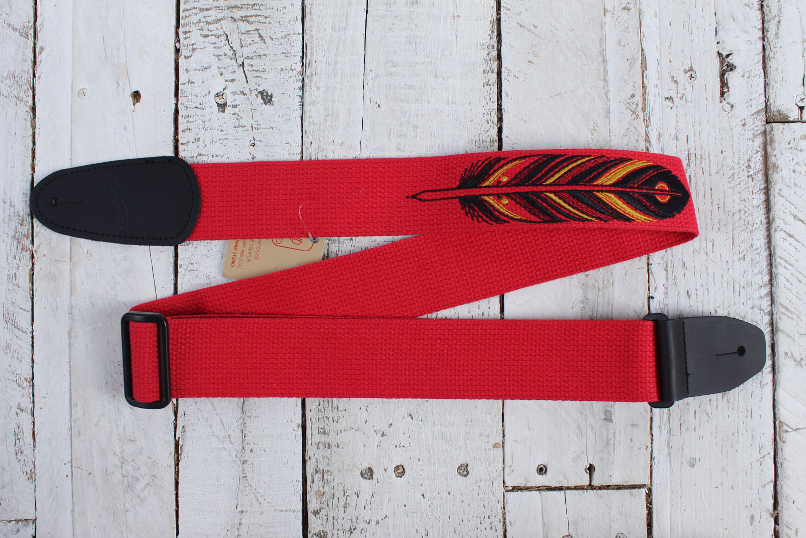 Henry Heller 2 Inch David Hale Cotton with Embroidered Feather Design Red Main image