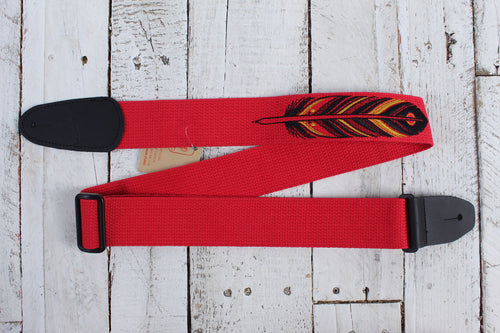 Henry Heller 2 Inch David Hale Cotton with Embroidered Feather Design Red