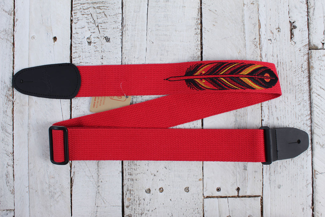 Henry Heller 2 Inch David Hale Cotton with Embroidered Feather Design Red