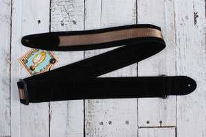 Henry Heller 2 Inch Wide Black with Gold Adjustable Peruvian Guitar Strap