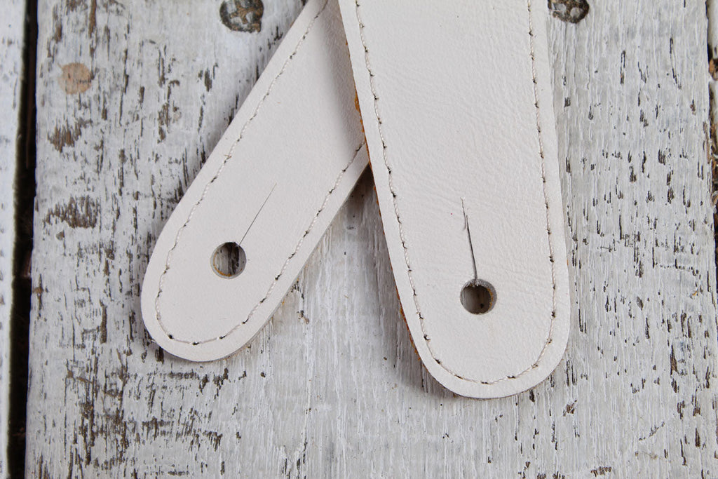 Henry Heller Bone Color Capri Leather Guitar Strap with Gold Leather Stars