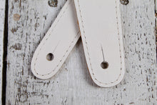 Load image into Gallery viewer, Henry Heller Bone Color Capri Leather Guitar Strap with Gold Leather Stars