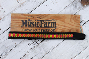 Henry Heller 2 Inch Wide Black with Red and Yellow Adjustable Peruvian Guitar Strap