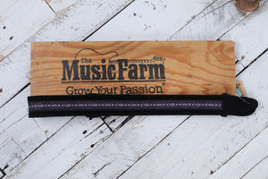Henry Heller 2 Inch Wide Black with Purple and White Adjustable Peruvian Guitar Strap