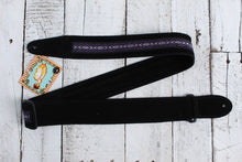 Load image into Gallery viewer, Henry Heller 2 Inch Wide Black with Purple and White Adjustable Peruvian Guitar Strap