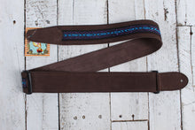 Load image into Gallery viewer, Henry Heller 2 Inch Wide Brown with Blue and Purple Adjustable Peruvian Guitar Strap