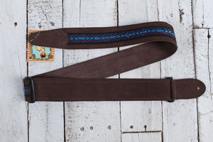 Henry Heller 2 Inch Wide Brown with Blue and Purple Adjustable Peruvian Guitar Strap