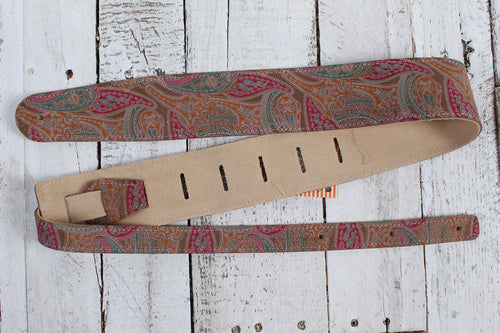 Henry Heller 2.5 Adjustable Capri Leather Luxe Paisley Guitar Strap